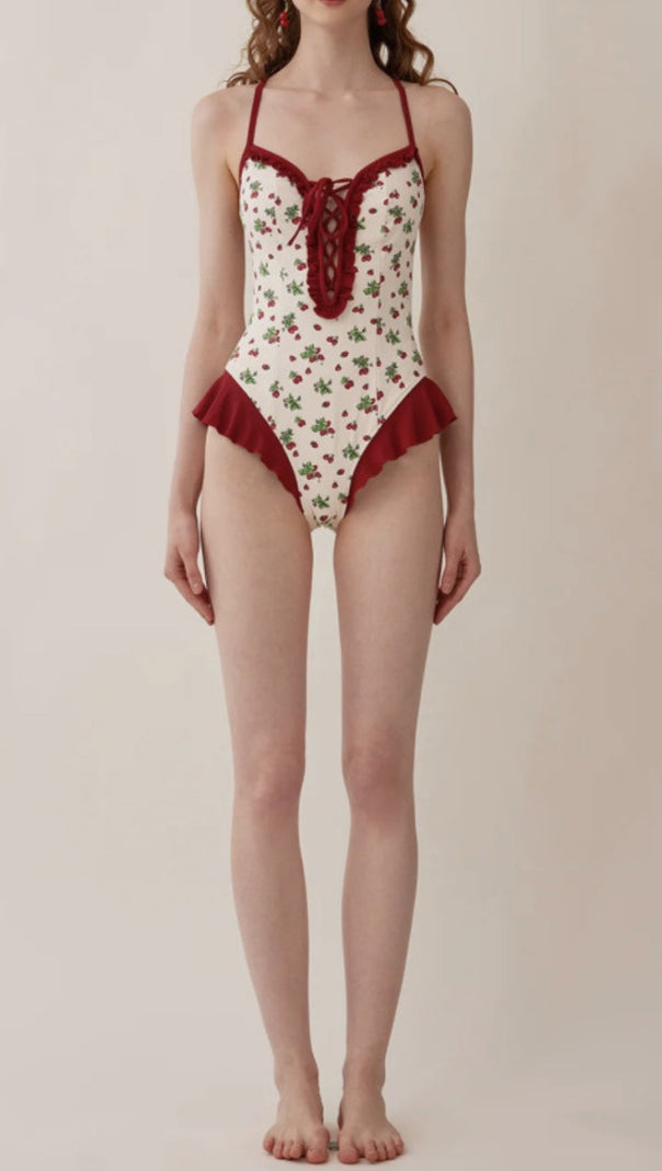AIIZIE DANDY STRAWBERRIES PRINTED ONE-PIECE SWIMSUIT - product image