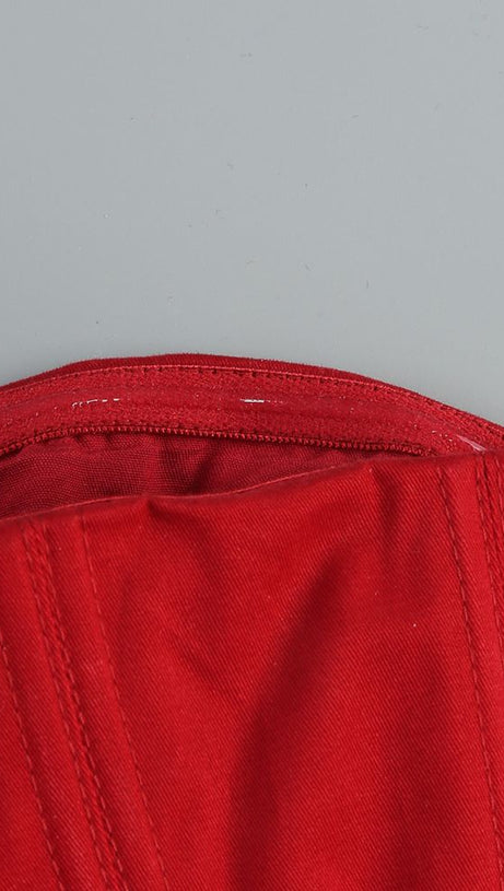 ANGELA RED FLOWER-TRIM EMBELLISHED STRAPLESS MINI DRESS