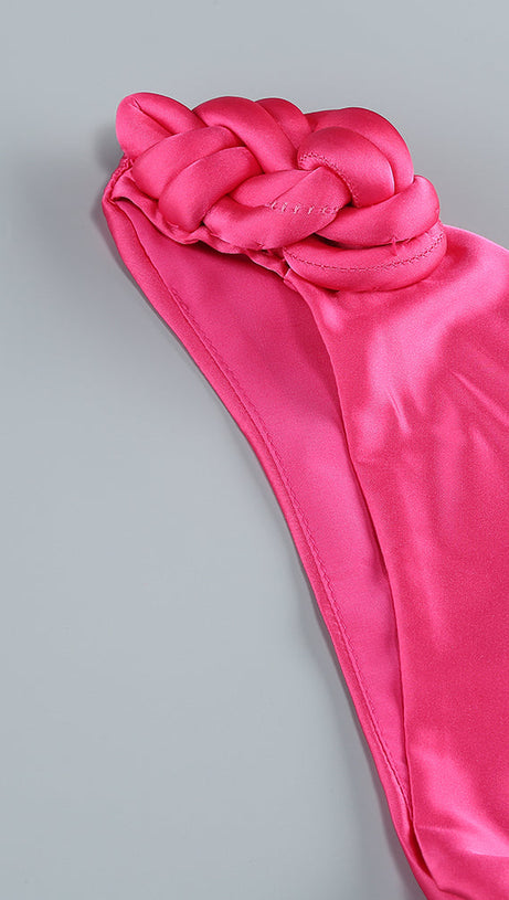 GISELLE RUCHED DRAPED BODYCON MAXI DRESS IN HOT PINK