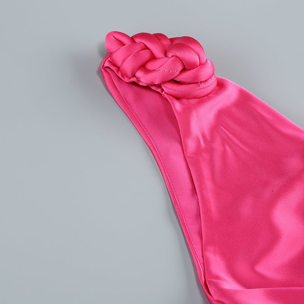 GISELLE – Gerafftes, drapiertes, figurbetontes Maxikleid in Pink