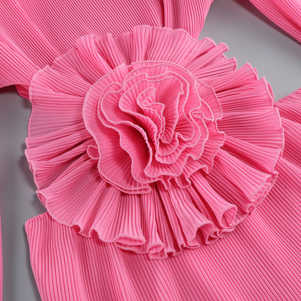 MINI ABITO GEMMA CON FIORI RITAGLIATI IN ROSA