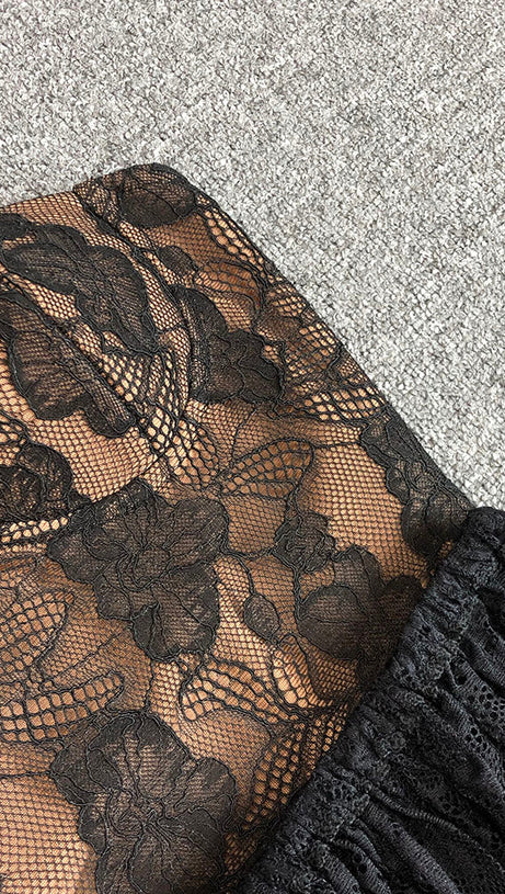 CARLIN LAYER LACE MAXI DRESS IN BLACK