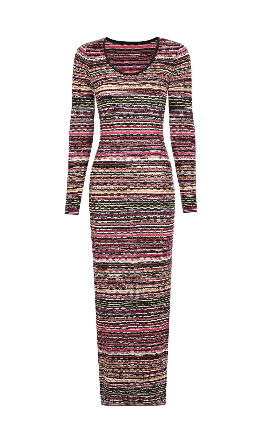 Julia Multi-Stripe Knit Maxi Dress - Effortless Long Sleeve Elegance