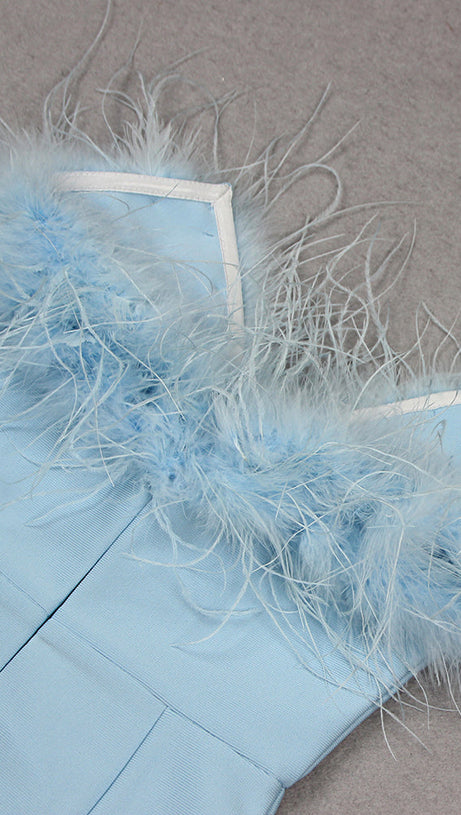 Feder-Minikleid in Königsblau