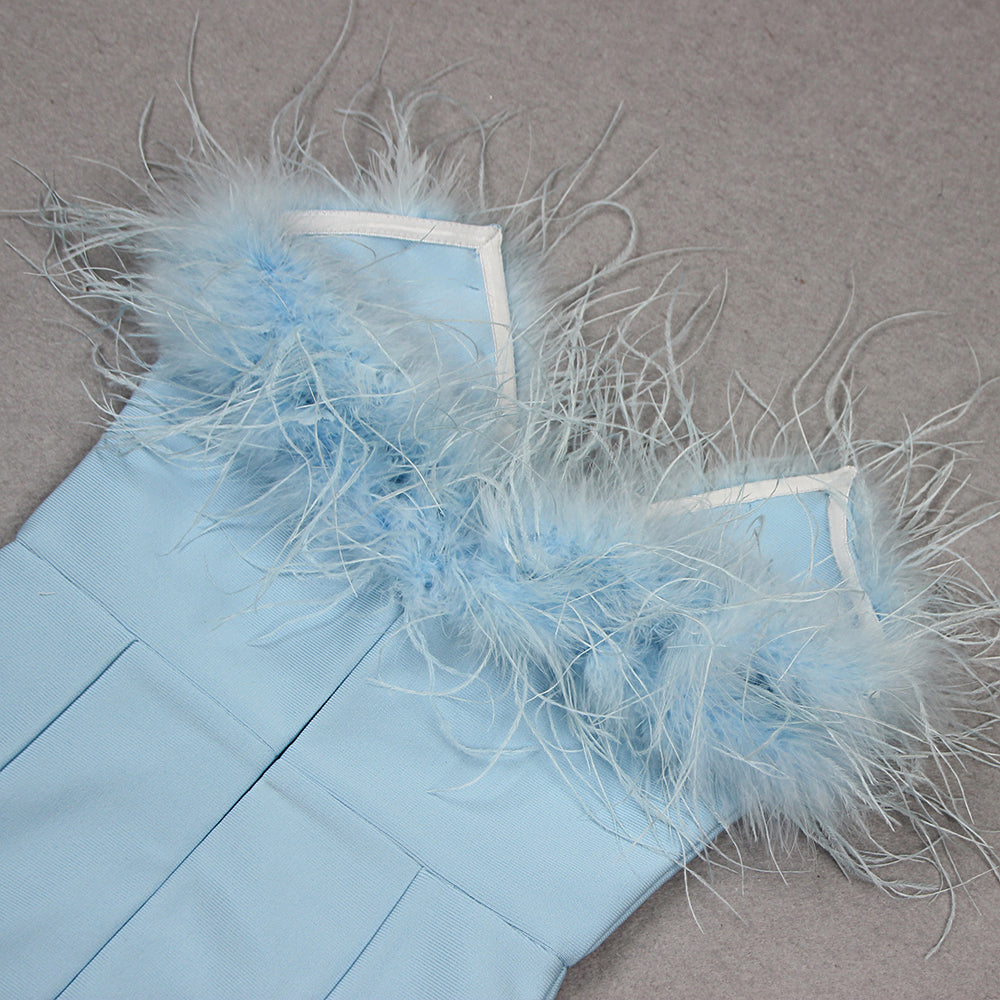 AIIZIE FEATHER MINI DRESS IN ROYAL BLUE - product image