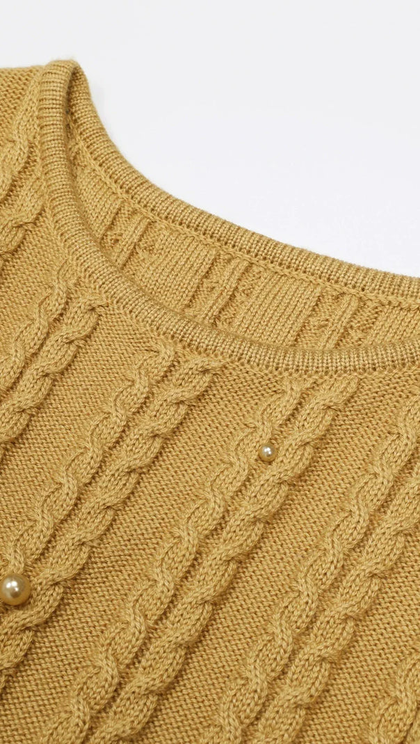 AIIZIE Jace Pearl Embellished Cable Knit Midi Dress - Elegant Lavender Chic - product image