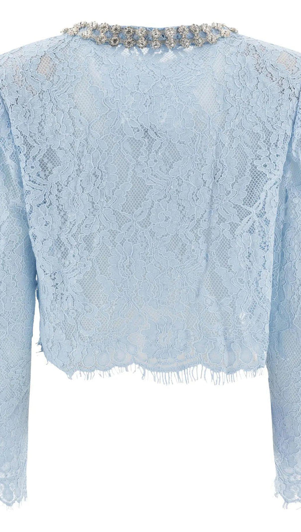 AIIZIE CAROL LACE EMBELLISHED TOP IN BLUE - product image