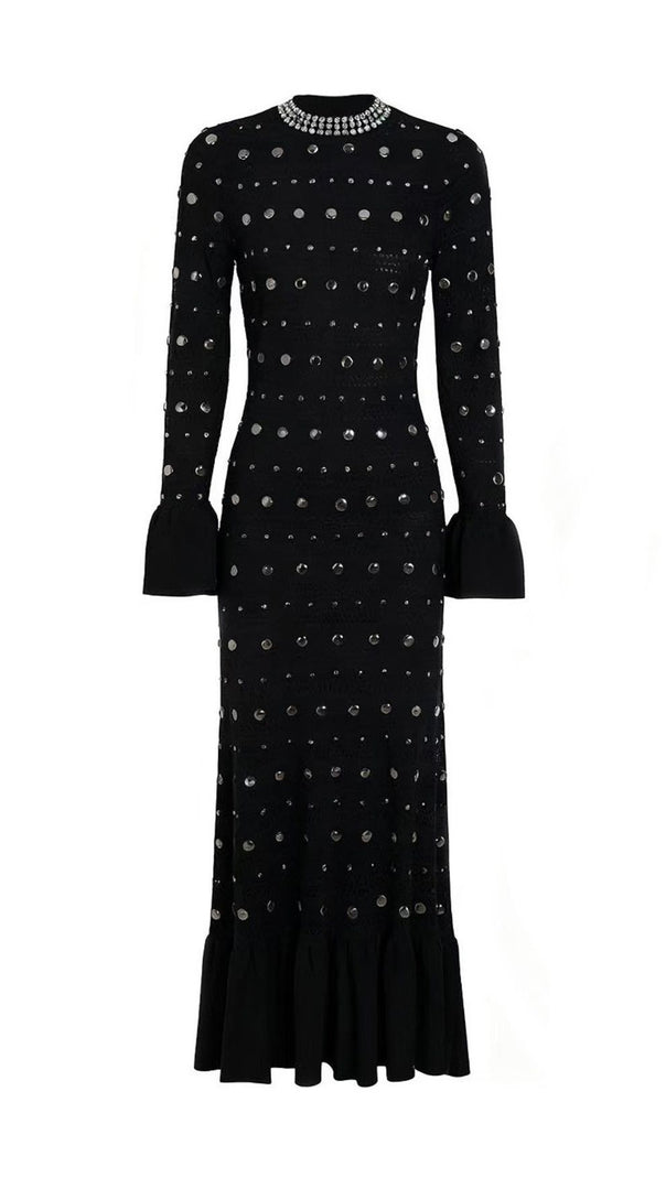 AIIZIE Jake Glamorous Embellished Studded Knit Midi Dress - product image