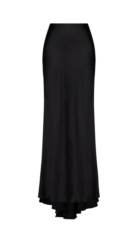 3D WHITE FLOWER ONE-SHOULDER MAXI DRESS IN BLACK