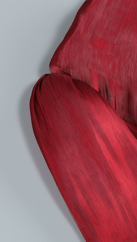 MARCIA TRUMPET SLIT SLEEVE BODYCON MAXI DRESS IN RED