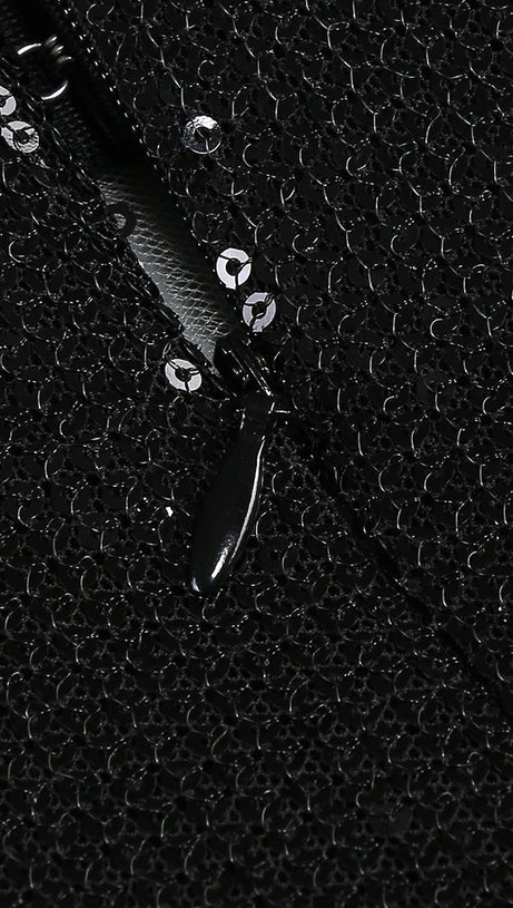 Vivien – Schulterfreies Maxi-Ballkleid mit Pailletten in Schwarz