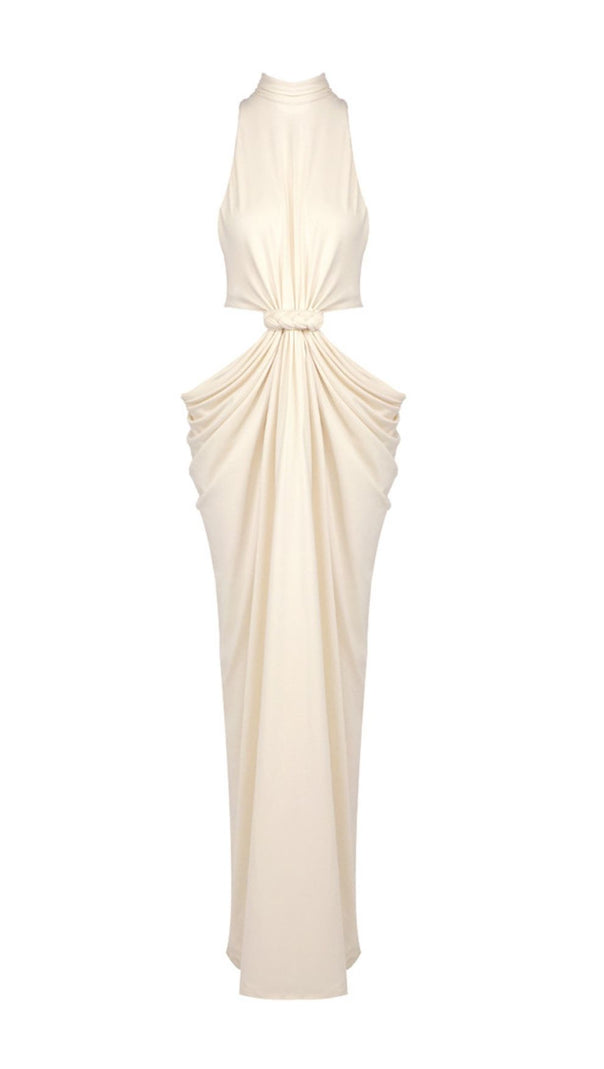 AIIZIE Jayme Halter Cutout Maxi Dress - Elegant Draped Knot Detail - product image