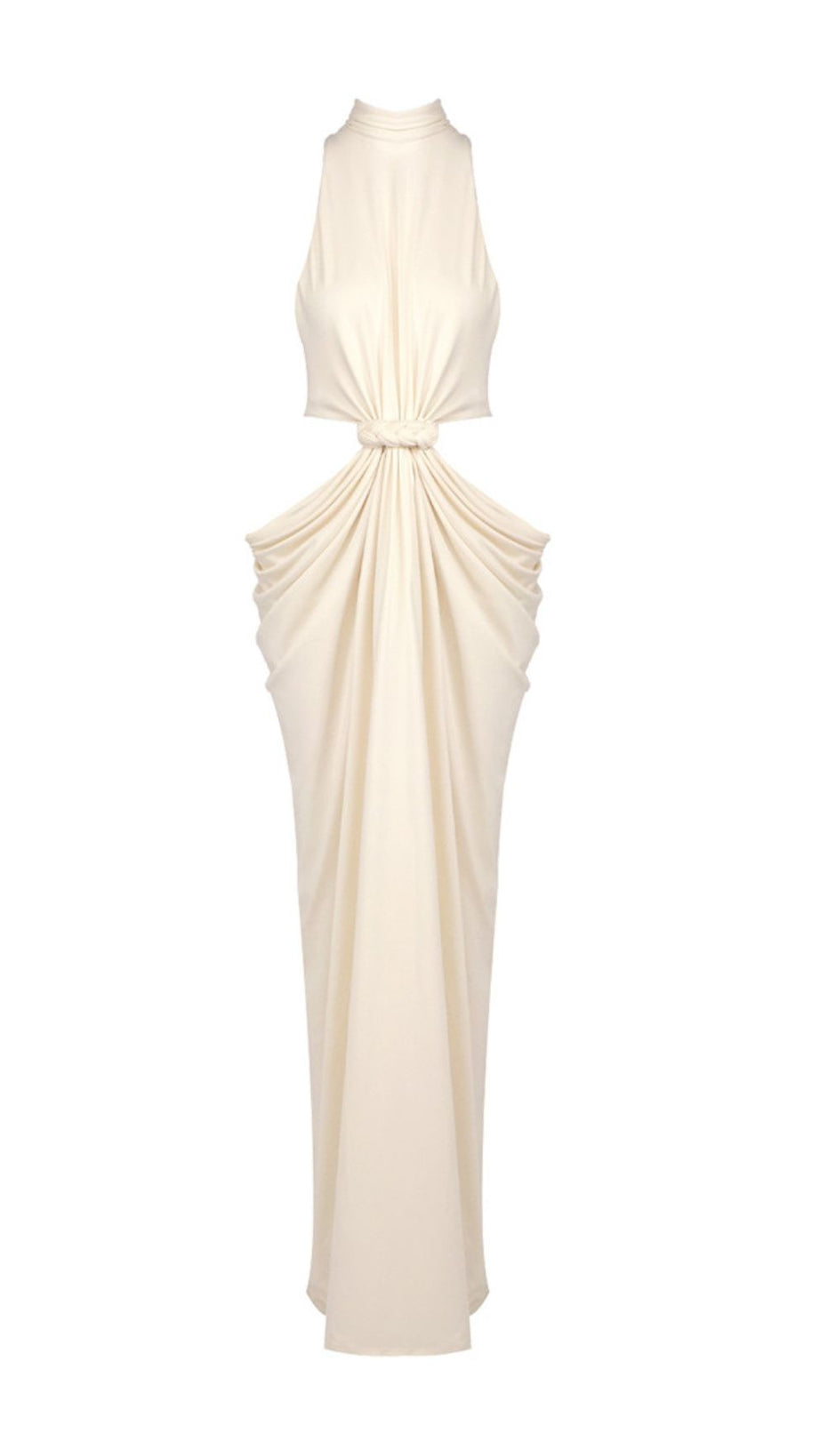 Jayme Halter Cutout Maxi Dress - Elegant Draped Knot Detail