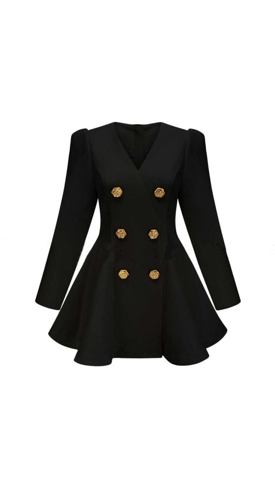 Ilene White Double-Breasted Blazer Mini Dress | Gold Rose Buttons