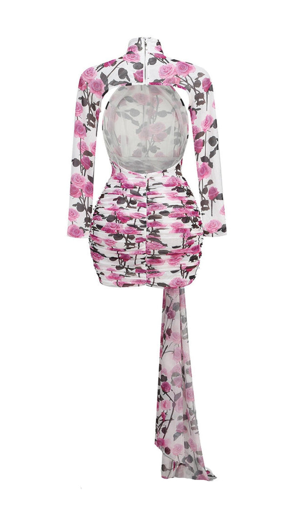 AIIZIE BRISA ROSE RUCHED LONG SLEEVE MINI DRESS - product image