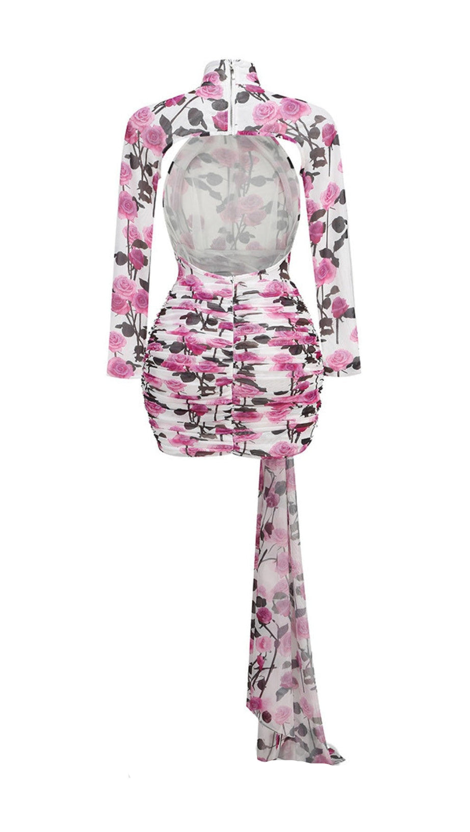 BRISA ROSE RUCHED LONG SLEEVE MINI DRESS