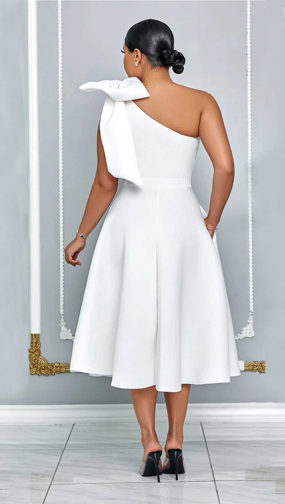 ARABELLE BOW MIDI DRESS