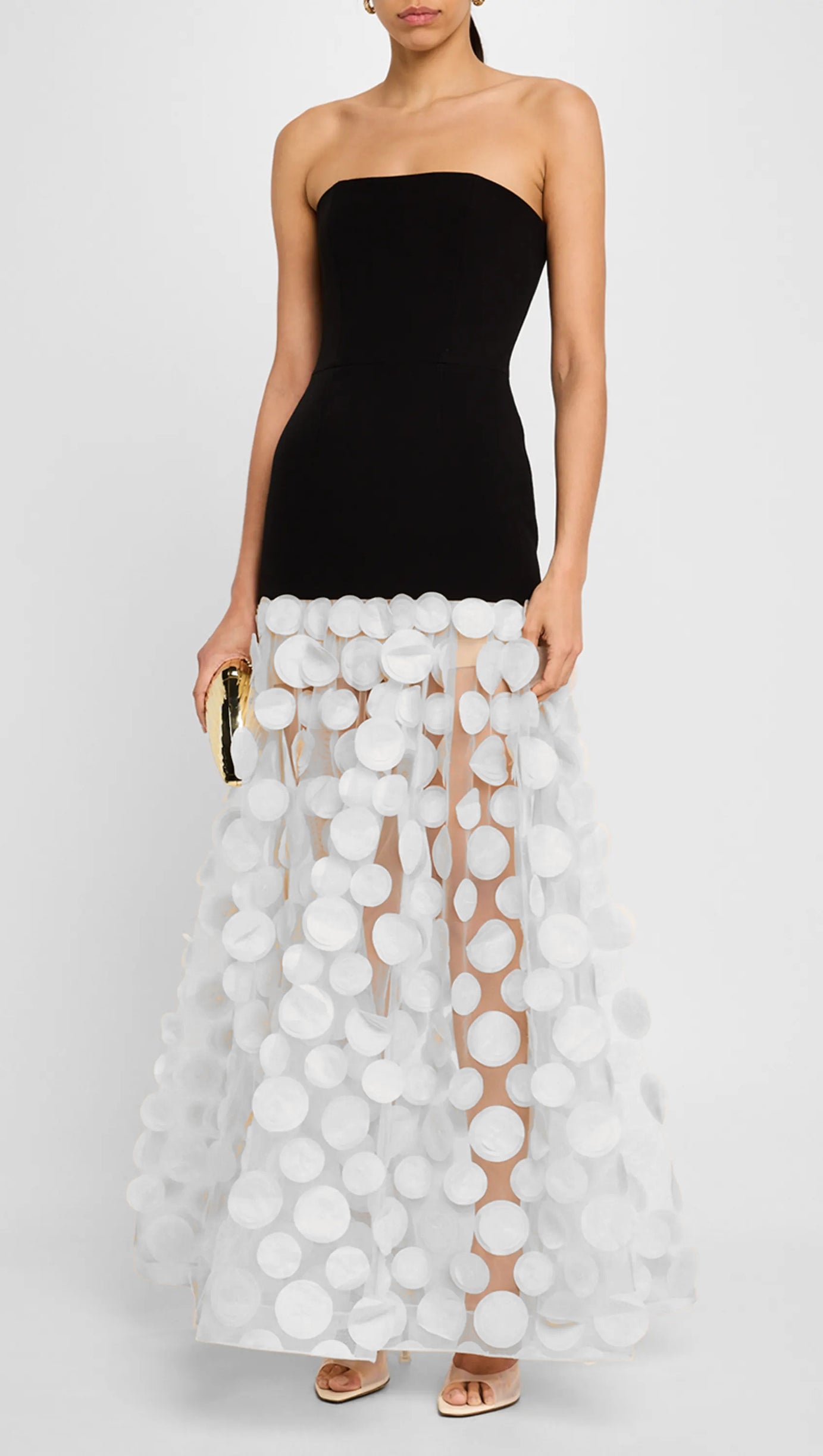 STRAPLESS A LINE MAXI DRESS WITHE