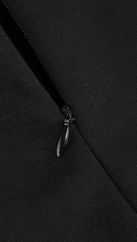 CAMILLE PEARL-EMBELLISHED MINI DRESS IN BLACK