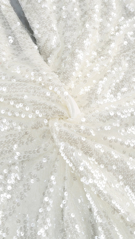 ELSA CRYSTAL EMBELLISHED SEQUIN MAXI DRESS IN WHITE