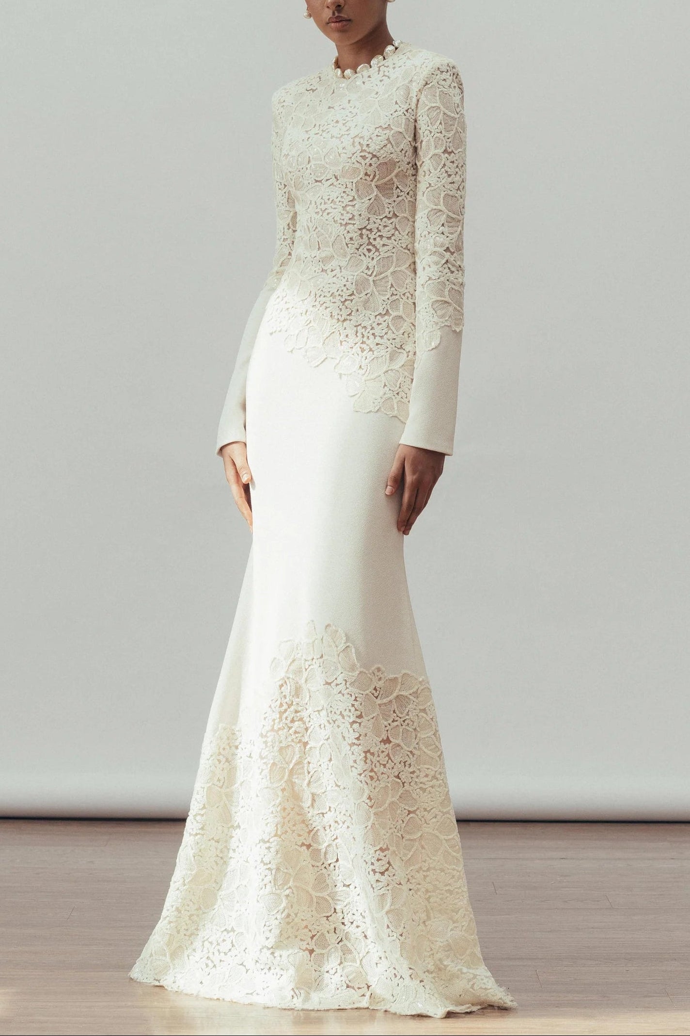 joanna white long sleeve Embroidered Maxi Dress