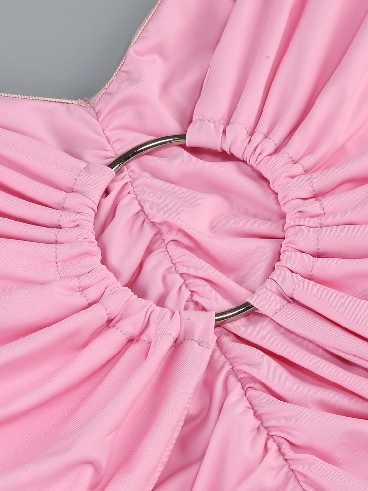 AIIZIE ANNA PINK HOLLOW OUT RUCHED TIGHT MINI DRESS - product image
