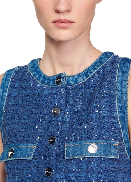 PALMARE TWEED MINI DRESS IN BLUE