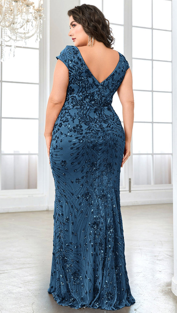 BRIELLE SLEEVELESS SEQUINED MAXI DRESS