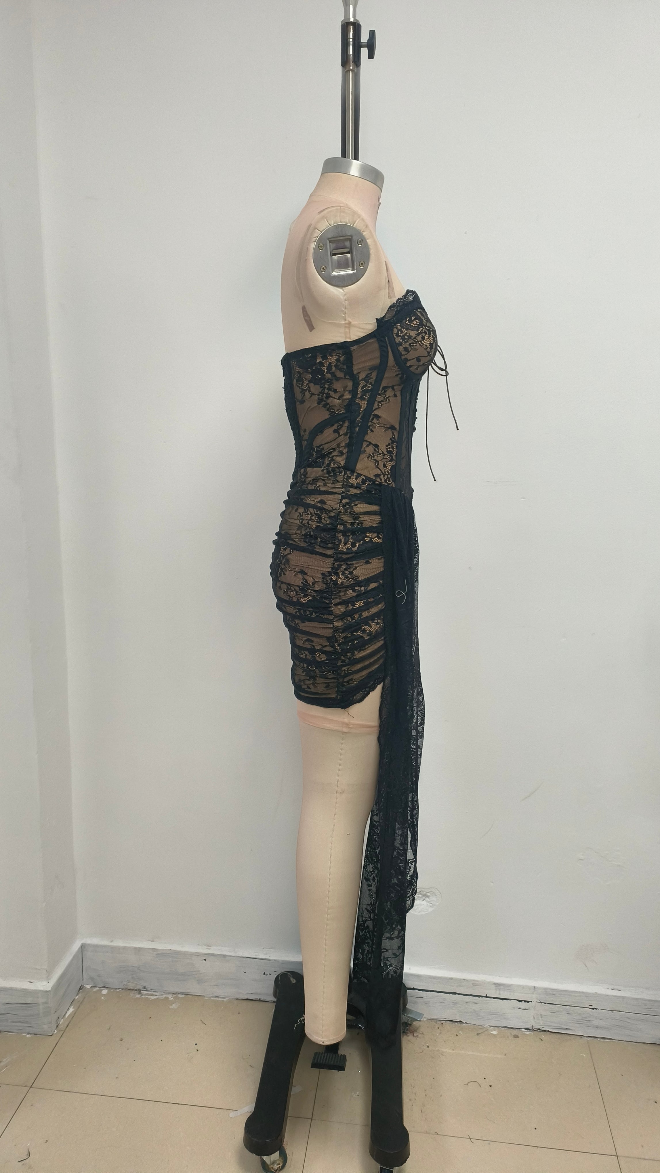 BLACK LINGERIE CORSET MINI SKIRT