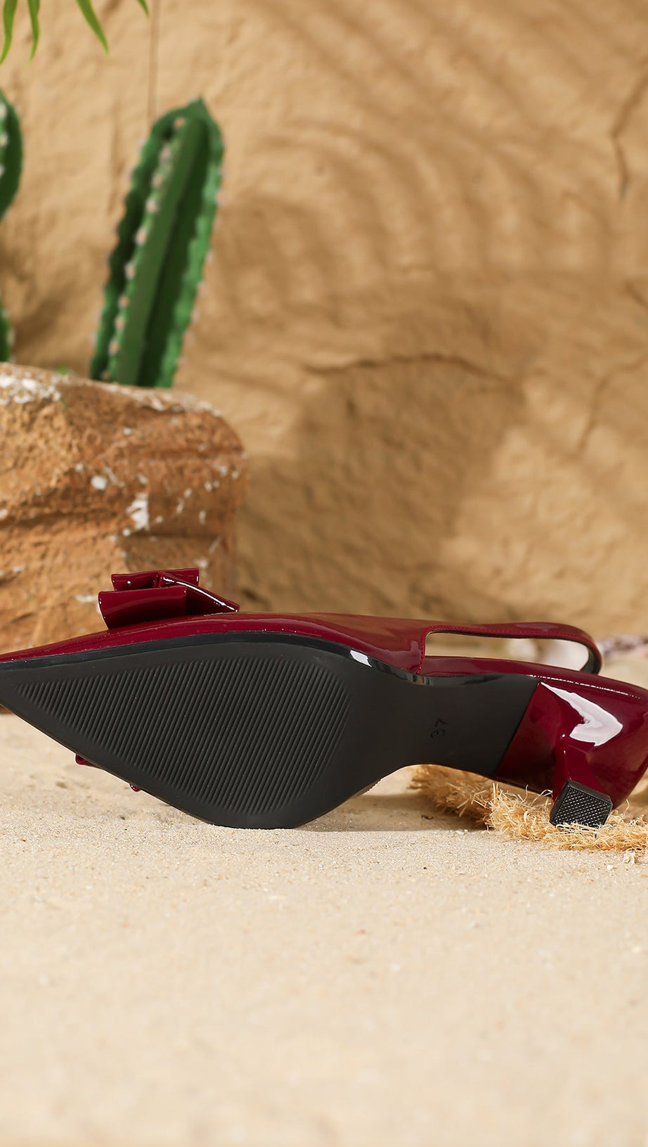 HAKIM RED PATENT BOW SLINGBACK HEELS | CHIC STILETTOS