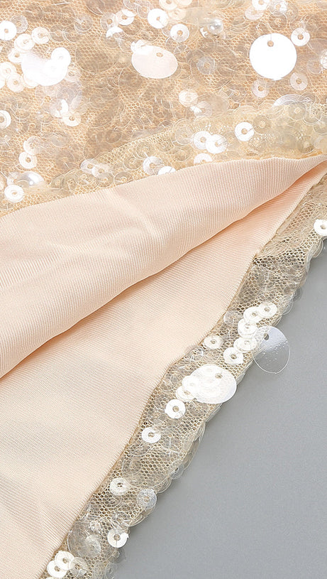 SEQUIN EMBELLISHED MINI DRESS IN GOLD