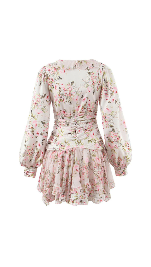 AIIZIE IOLANTHE ROMANTIC RUFFLE FLORAL MINI DRESS | LONG SLEEVE & FLIRTY STYLE - product image