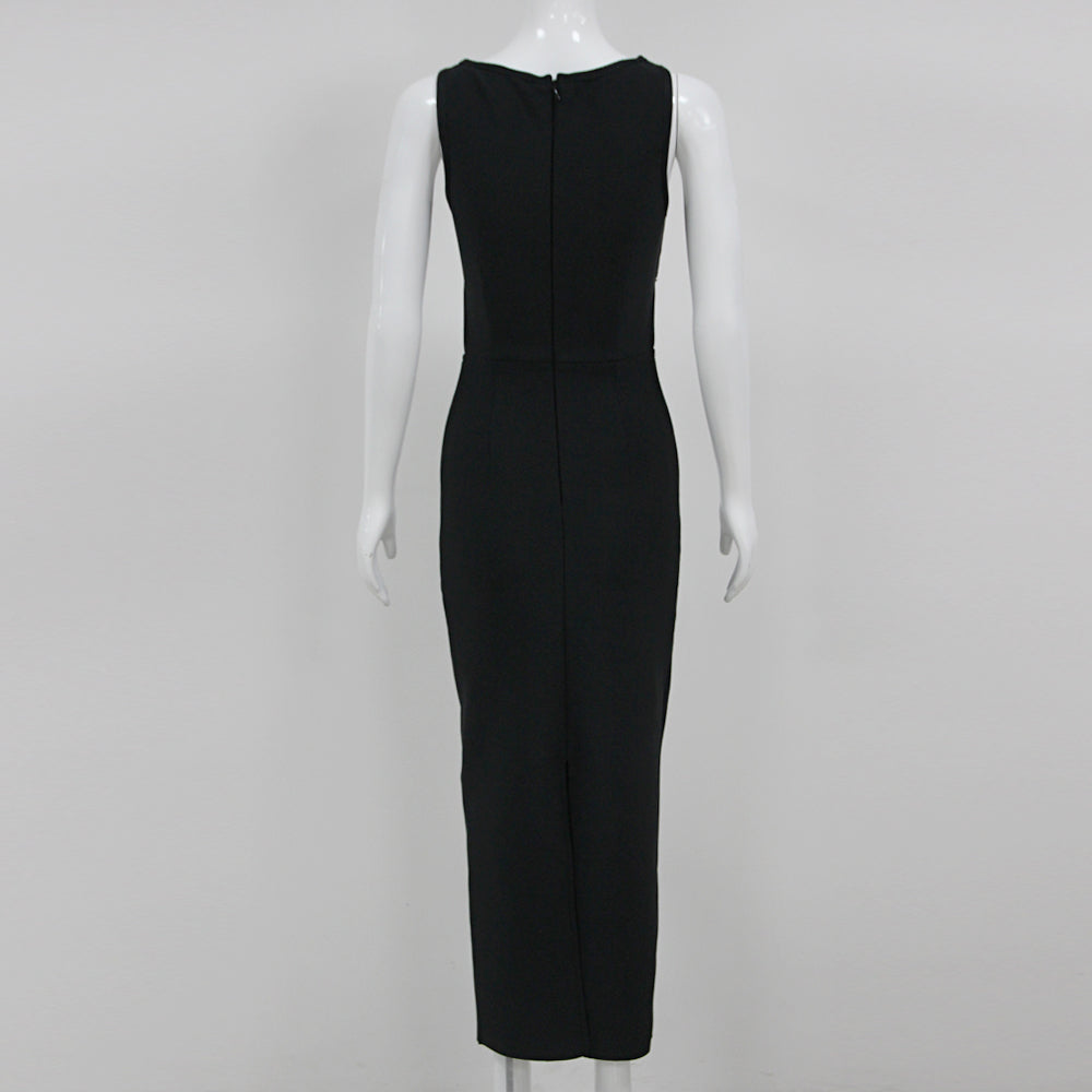 AIIZIE 3D FLOWER CUT OUT BODYCON MIDI DRESS IN BLACK - product image