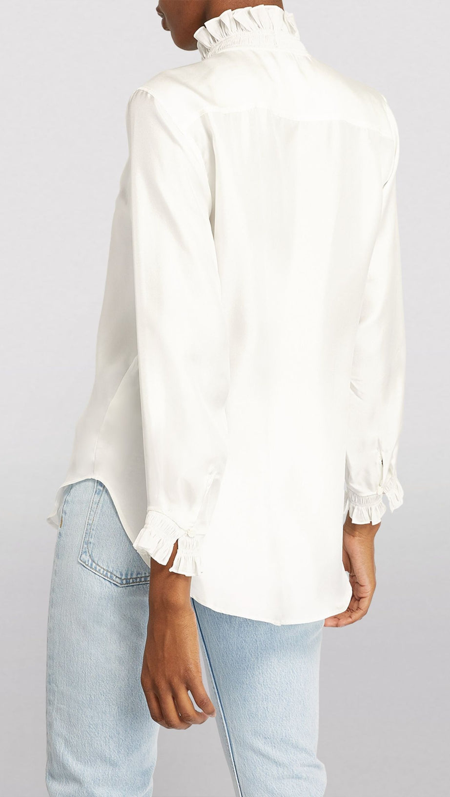 RUFFLED TRIM SILK SHIRT