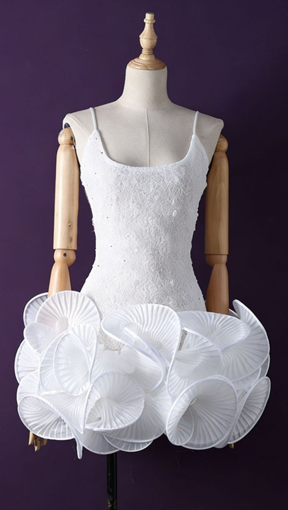 Jem Chic White Petal Ruffle Mini Dress | Strappy Lace Bodice
