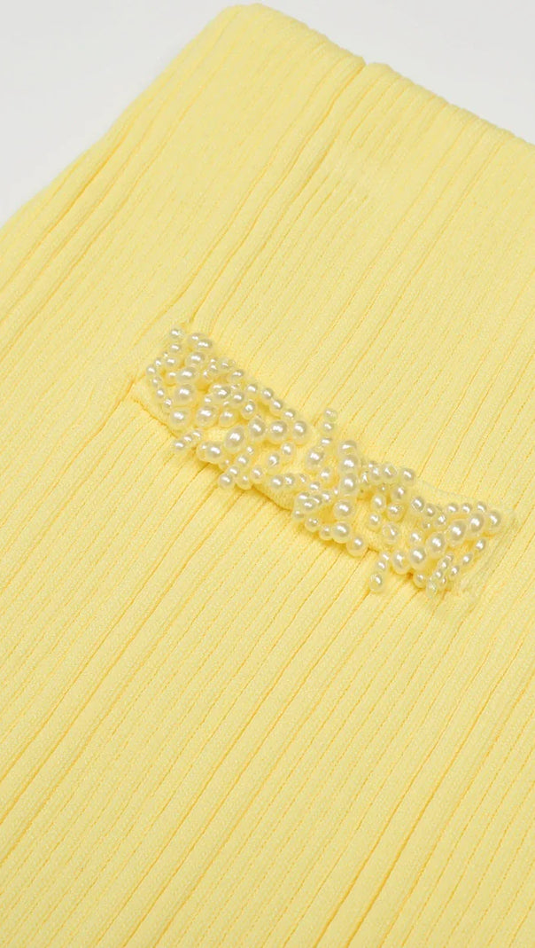 AIIZIE Buttery Yellow Ribbed Knit Cardigan & Mini Skirt Set - Chic 2-Piece Outfit - product image