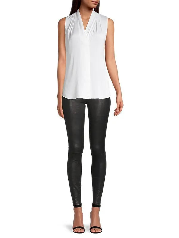 BLUSA MILA IN SETA PLISSETTATA SENZA MANICHE CON SCOLLO A V 