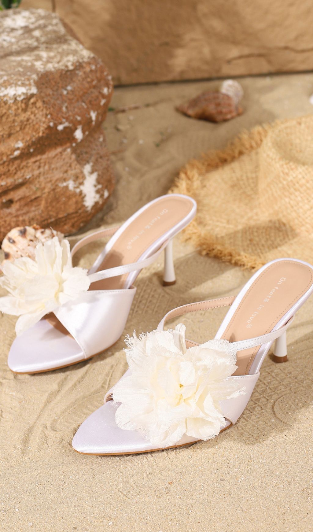 AIIZIE HUGHES ROMANTIC WHITE FLORAL STRAPPY MULES - product image