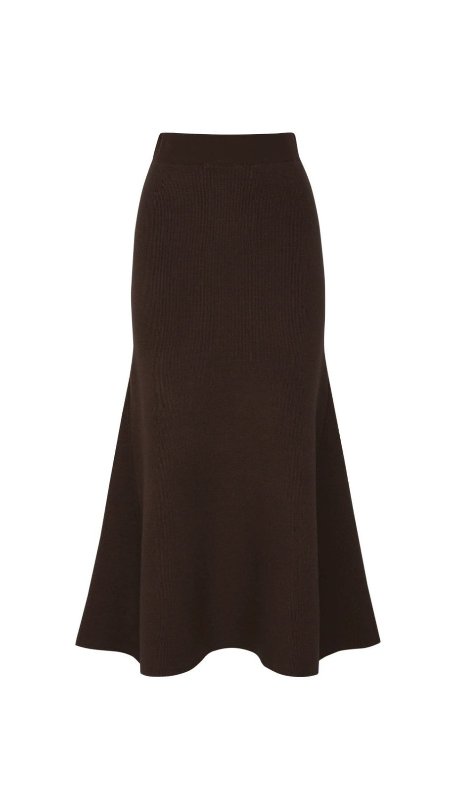 Jie Chic Coffee Ribbed Knit Cardigan & Midi Skirt Set with Embellishments