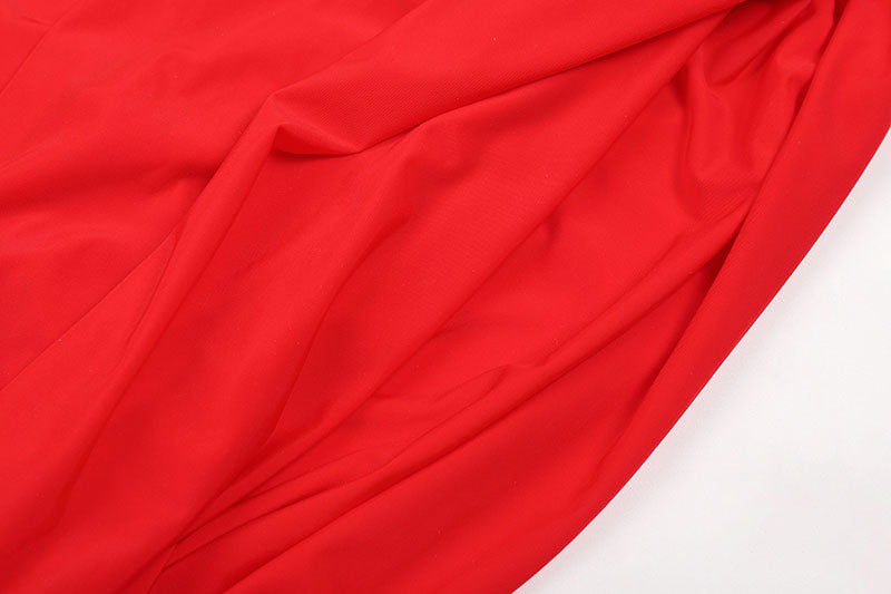 MINI ABITO ROSSO CON CAPPUCCIO E PIEGHE