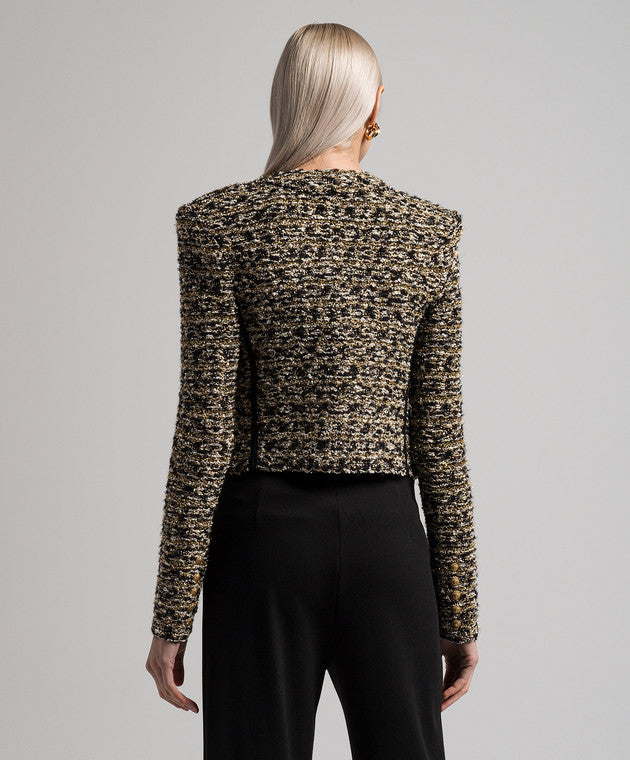 CROPPED LUREX TWEED JACKET IN GOLD