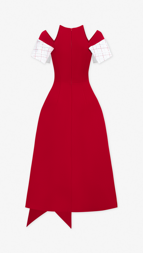 TIFFANY TWO-TONE SLIT MIDI DRESS