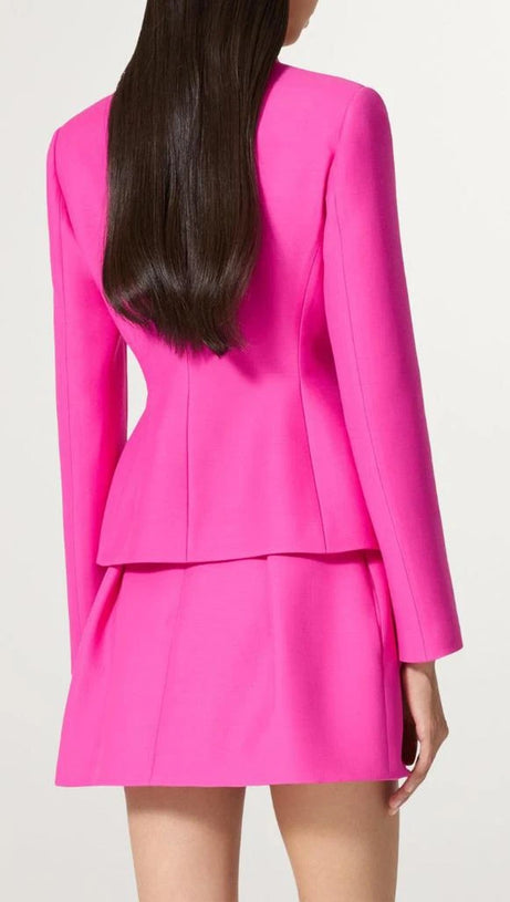 YURI BOW DETAIL CREPE COUTURE BLAZER IN PINK