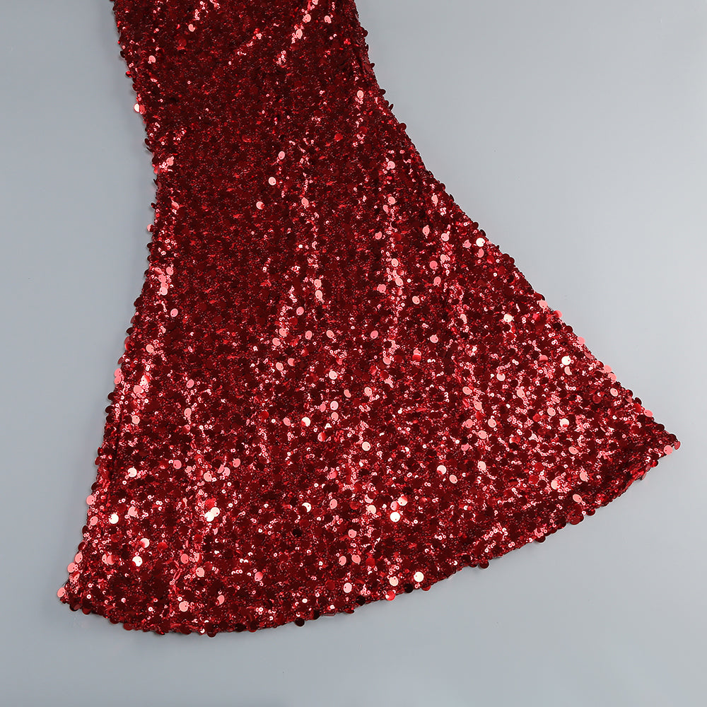 AIIZIE BASIA SLEEVELESS SEQUIN MAXI DRESS IN RED - product image