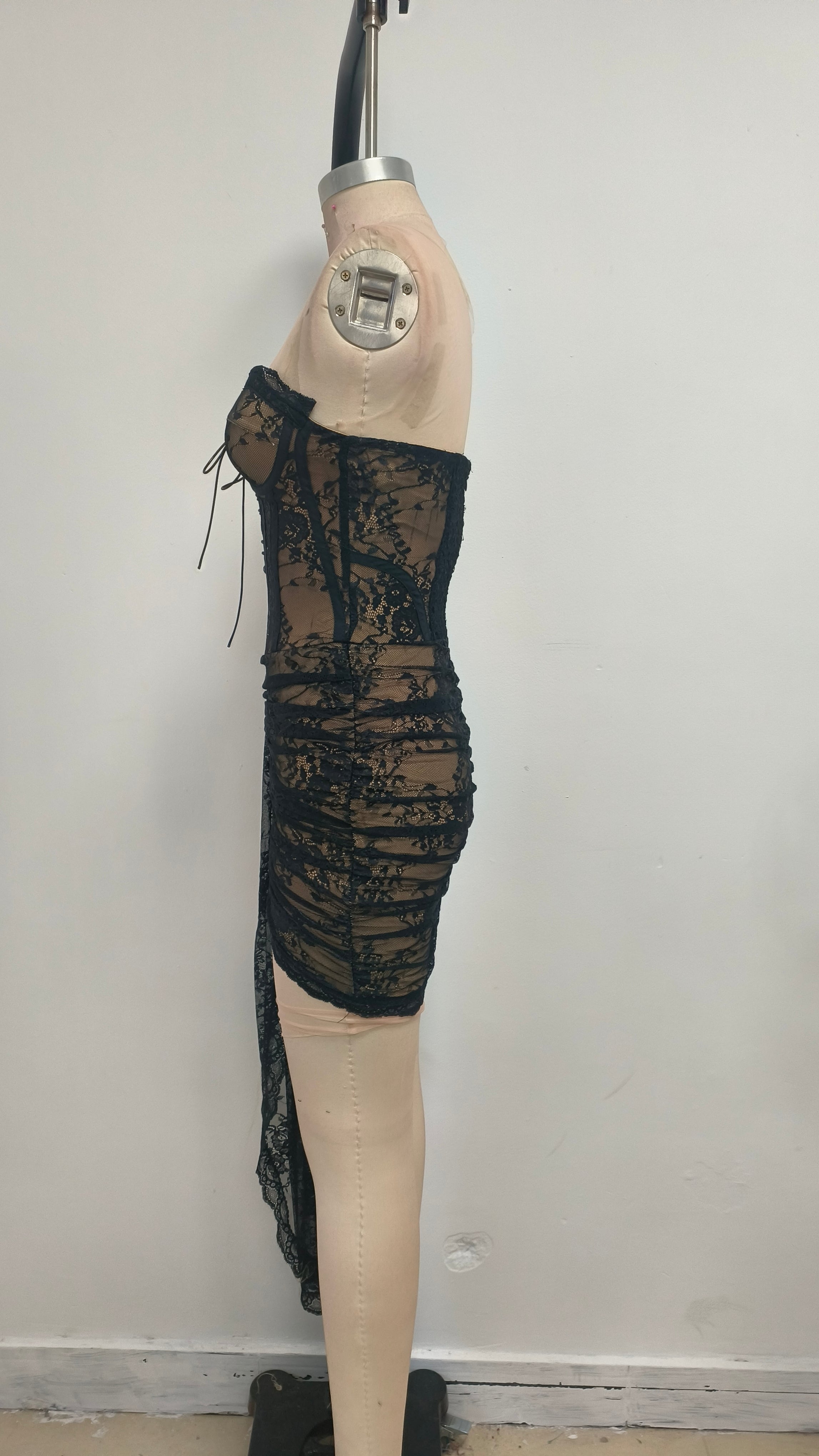 BLACK LINGERIE CORSET MINI SKIRT