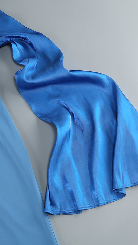 MARCIA TRUMPET SLIT SLEEVE BODYCON MAXI DRESS IN BLUE