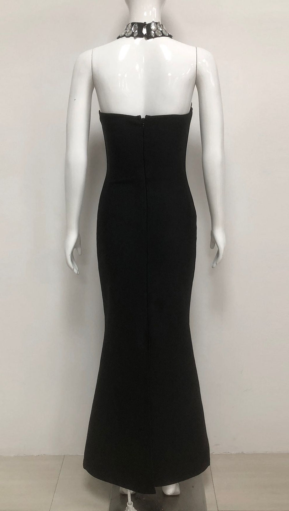 Iwao Black Halter Rhinestone Maxi Gown - Show-Stopping Sparkle & Elegance