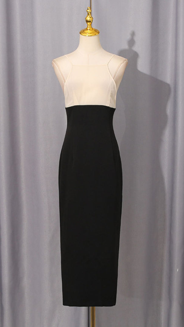 AIIZIE IVY BLACK CUTOUT BODYCON MIDI DRESS & ETHEREAL LACE CAPELET - product image