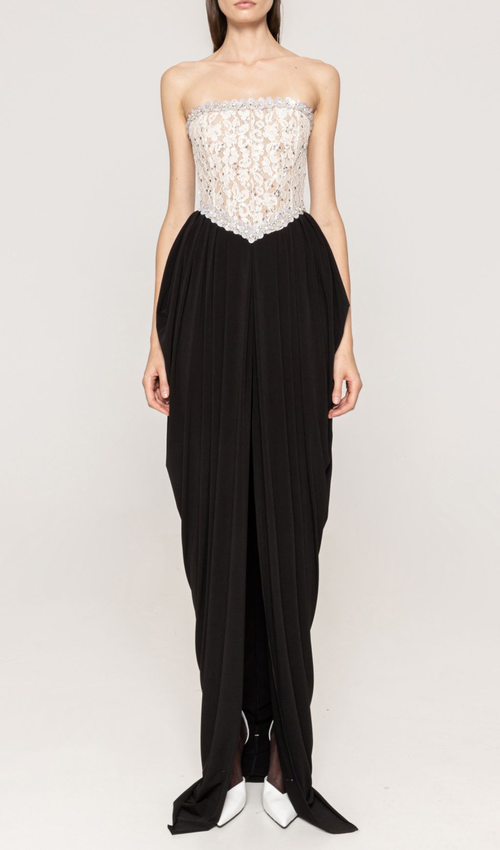 Jordy Strapless Beaded Lace Maxi Dress: Elegant Evening Gown for Special Occasions