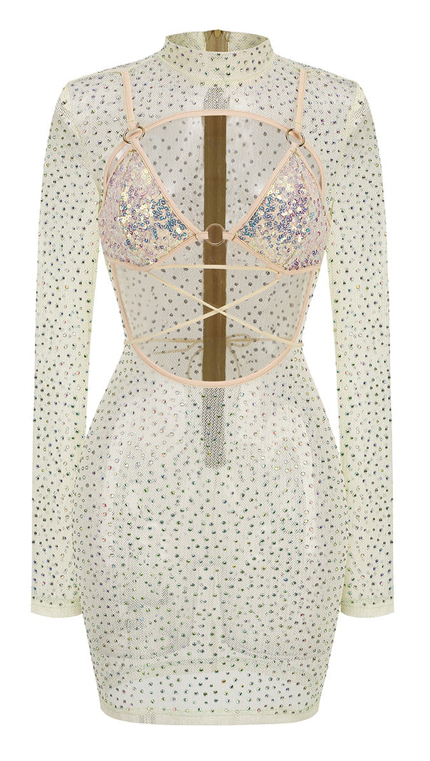 AIIZIE VICKY CUTOUT SEQUIN RHINESTONE MINI DRESS - product image